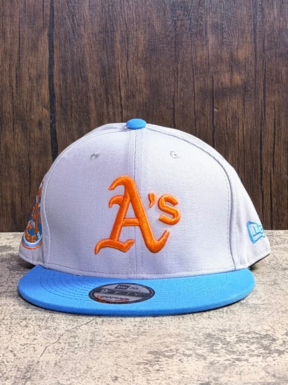 New New Era Oakland A’s 9FIFTY Snapback Gray Blue Orange 1973 World Series OSFA